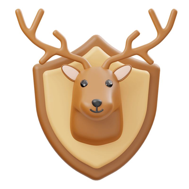 3D Cartoon Render of a Deer Head Mounted 800px
